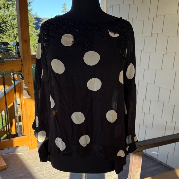 Picadilly Fashion Tops - Twin- Set Simona Barbieri | Polk a Dot Long Sleeve Blouse